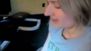 Golden-haired vixen penetrates toys prior to screwing a canine