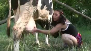 Braided-haired hottie wandering the ranch hunting for prime beast cock