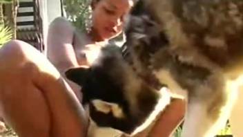 Bare female receives full canine penis during multiple bouts of intercourse