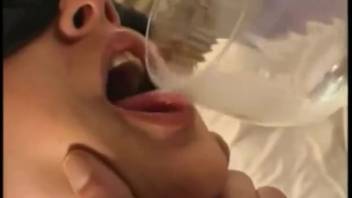 Slender woman swallows canine semen following pleasurable bestiality intercourse