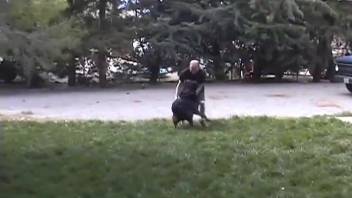 Nasty and gross canine XXX adult film featuring a hairy animal fetishist