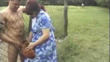 Dark-haired bombshell gets fucked by a kinky dog