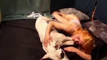 Canine erotica in messy encounters with an eager blonde keen on swallowing