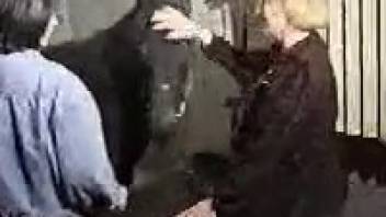Guy deeply penetrates horse in a rough homemade zoo sex video