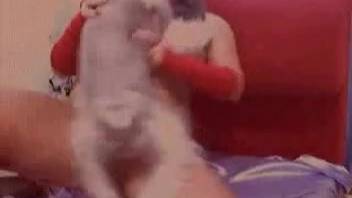 Voluptuous mature woman displays bestiality in her private webcam session