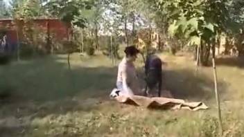 Aroused mature woman loves taking plenty of canine dick in her oral cavity and vagina