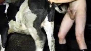 Skinny dude in leather boots fucks a kinky cow