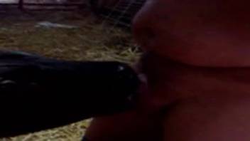 Incredible deep-throat session with a man and his pet