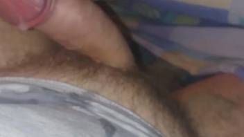 Dude leaking pre-cum while snails slither on his cock