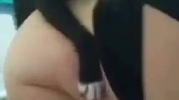Voluptuous beauty being roughly pounded by a chubby-seeking canine