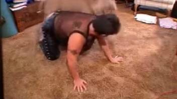 Guy enjoys canine sniffing and mounting him in animal park clip