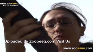 Latina with a ponytail being intensely pounded by a stud