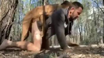 Hot dude appreciates doggystyle fucking in the woods