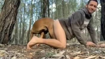 Sexy guy enjoys doggy-style banging in the forest