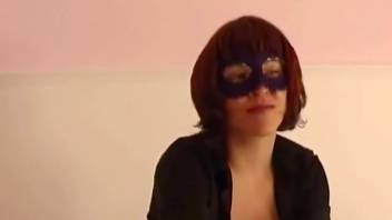 Fiery-haired woman in alluring hosiery desires rough intercourse