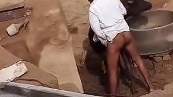 Nude black guy filmed when ass humping a cow in outdoor scenes