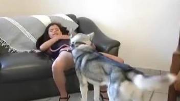 Naked whore slutty hard porn zoophilia with a dog